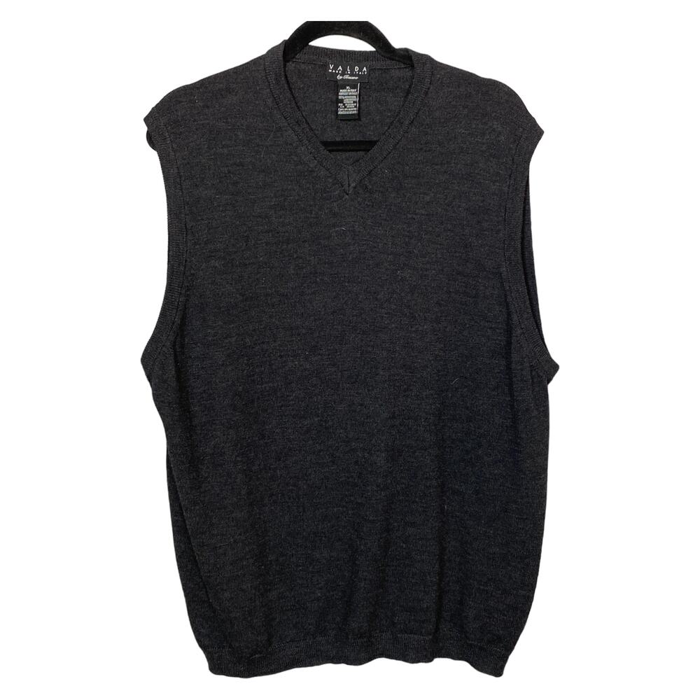 VALDA Toscano Charcoal Gray Wool Men's Sweater Vest XL Preppy Grandpacore Italy